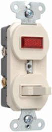 Single-Pole Combination Switch & Pilot Light, 15A, Light Almond, 4.06 Inch Height