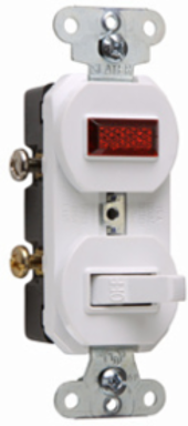 Single-Pole Combination Switch with Pilot Light, 15A, White, 4.06 Inch Height