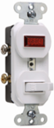 Single-Pole Combination Switch with Pilot Light, 15A, White, 4.06 Inch Height