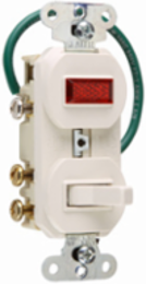 Grounding Combination Switch with Pilot Light, 15A, 120/125V, White
