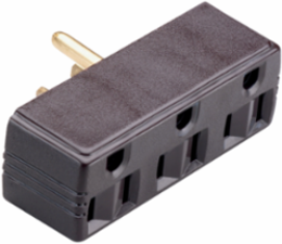 15A 125V Plug-in Adapter, 2 Pole 3 Wire, Brown, 3.25 Inch Width, 1.38 Inch Height