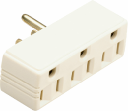 15A 125V Plug-in Adapter, 2 Pole 3 Wire, Ivory, 3.25 Inch Width, 1.38 Inch Height