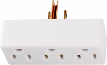 15A 125V Plug-in Adapter, 2 Pole, 3 Wire, 3.25 Inch Width, White