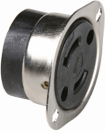 15A NEMA L115 Flanged Outlet, White, 125V, 2.25 Inch Width, 2.62 Inch Depth
