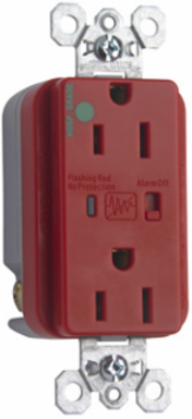 Hospital Grade Surge Protective Duplex Receptacle 15A 125V Red