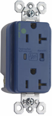 Hospital-Grade Surge Protective Duplex Receptacle 20A 125V Blue 1.75 Inch Width