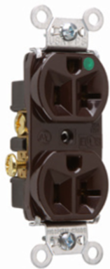 20A 125V Hospital-Grade Compact Duplex Receptacle, Matte Brown, 3.281 Inch Height