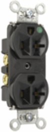 20A 125V Hospital-Grade Compact Duplex Receptacle, Black, 0.78 Inch Depth