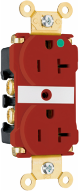 Extra Heavy Duty Hospital Grade LED Illuminated Face Receptacle, 20A, 125V, Red, 2.75 Inch Height