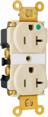 Extra Heavy Duty Hospital Grade MRI Duplex Receptacle 20A 125V Ivory 1.625 Inch Width