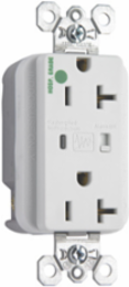 20A 125V Hospital-Grade Surge Protective Duplex Receptacle, White, 1.225 Inch Depth, 1.75 Inch Width, 2.8 Inch Height