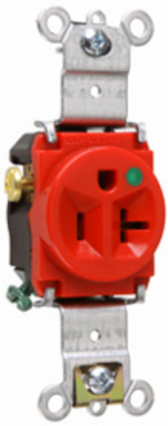 20A 125V Heavy Duty Hospital-Grade Single Receptacle, 3.68 Inch Height, Red