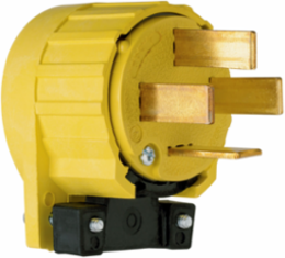 Yellow Angled Plug, 60A, 4-Pole 4-Wire, 3.43 Inch Height, 2.62 Inch Width