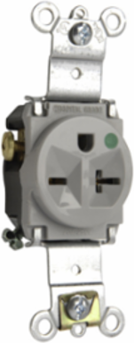 Heavy-Duty Hospital Grade 20A 250V Single Receptacle, Gray, 3.68 Inch Height