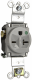 Heavy-Duty Hospital Grade 20A 250V Single Receptacle, Gray, 3.68 Inch Height