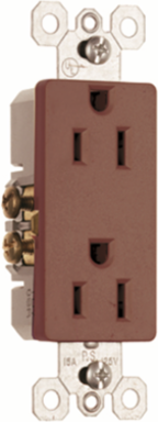 Sierraplex Receptacle 15A 125V 2-Pole Brown, 1-1/29" Width, 3-1/31" Height