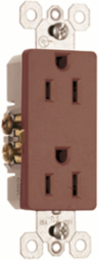 Sierraplex Receptacle 15A 125V 2-Pole Brown, 1-1/29" Width, 3-1/31" Height