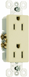 TradeMaster Decorator Duplex Receptacle, 15A 125V, Ivory, 1.29" Width, 3.31" Height