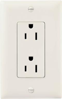 Decorator Duplex Receptacle, 15 Amp 125 Volt, Light Almond, 1-1/29" Width