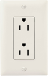 Decorator Duplex Receptacle, 15 Amp 125 Volt, Light Almond, 1-1/29" Width