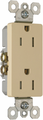 Decorator Tamper-Resistant Receptacle, 15 Amp, 125 Volt, Ivory, 3.812 Inch Height