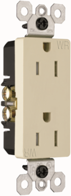Weather-Resistant Receptacle 15A 125V Ivory, 1.29 Inch Width, 3.31 Inch Height