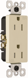 Weather-Resistant Receptacle 15A 125V Ivory, 1.29 Inch Width, 3.31 Inch Height