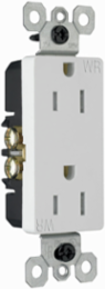 15A Weather-Resistant Duplex Receptacle, 125V, White, 1.29 Inch Width