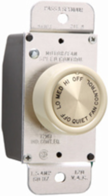 Rotary Fan Speed Control, 1.5A, 3-Speed, Ivory, UL and CSA Listed