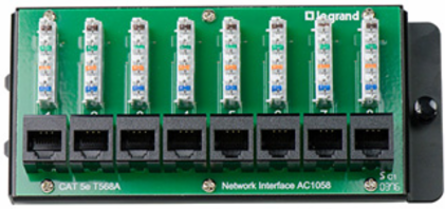 8 Port Cat5e Network Interface Module, 6.41 Inch Height, 2.9 Inch Width, T568A Wiring