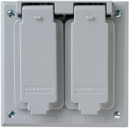 2-Gang Weatherproof Cover, 1 Toggle & 1 Duplex, Gray, Cast Metals, 4.58 Inch Width