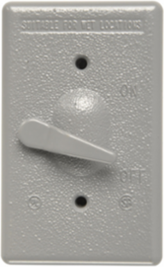 Cast Weatherproof Toggle Switch Cover, 2.8 Inch x 4.5 Inch, Gray, Die-Cast Zinc