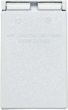 Weatherproof Duplex Receptacle Cover, Vertical, White, Cast Metal