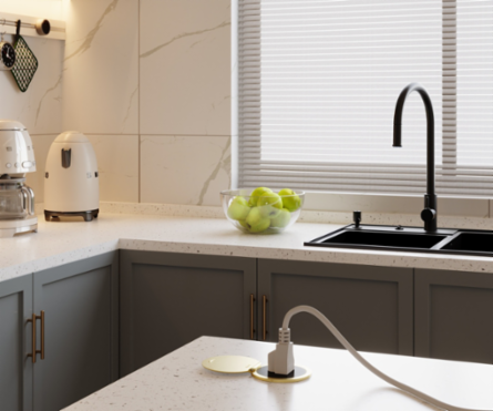 Kitchen Countertop Outlet Lid, Brushed Champagne Bronze