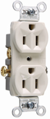 15A 125V Commercial Duplex Receptacle, Side Wire, Light Almond, 2.635 Inch Height