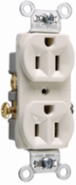 15A 125V Commercial Duplex Receptacle, Side Wire, Light Almond, 2.635 Inch Height