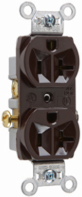 Commercial Spec-Grade Duplex Receptacle 20A 125V, Brown, 1-1/3 Inch Width, 2-5/8 Inch Height