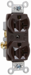 Commercial Spec-Grade Duplex Receptacle 20A 125V, Brown, 1-1/3 Inch Width, 2-5/8 Inch Height