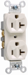 20A 125V Commercial Duplex Receptacle, Side Wire, Light Almond, 1.322 Inch Width, 2.635 Inch Height
