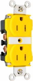 Industrial Heavy Duty Yellow Receptacle, 15A 125V, 1.625 Inch Width, Corrosion-Resistant
