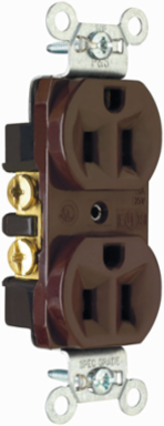 Commercial Spec-Grade Duplex Receptacle 15A 125V, Brown, 0.78 Inch Depth, 2.635 Inch Height
