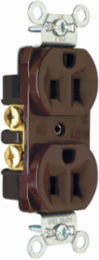 Commercial Spec-Grade Duplex Receptacle 15A 125V, Brown, 0.78 Inch Depth, 2.635 Inch Height