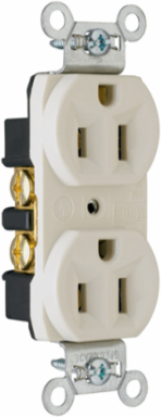 15A 125V Commercial Spec-Grade Duplex Receptacle Light Almond, 0.78 Inch Depth