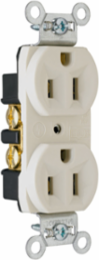15A 125V Commercial Spec-Grade Duplex Receptacle Light Almond, 0.78 Inch Depth