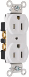 15A 125V Commercial Duplex Receptacle, Back and Side Wire, White, 1.322 Inch Width