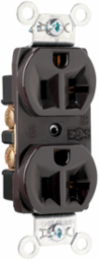 20A 125V Commercial Duplex Receptacle, Back/Side Wire, Brown, 2.635 Inch Height