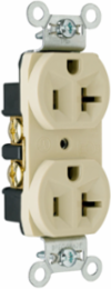 20A 125V Commercial Duplex Receptacle, Ivory, 0.78 Inch Depth