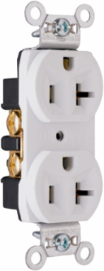 20A 125V Commercial Duplex Receptacle, Back/Screw Wire, White, 0.78 Inch Depth, 2.635 Inch Height