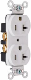 20A 125V Commercial Duplex Receptacle, Back/Screw Wire, White, 0.78 Inch Depth, 2.635 Inch Height