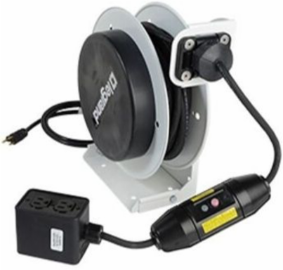 Cable Reel with Locking Outlet, 20 Amp, 12 AWG, 35 ft